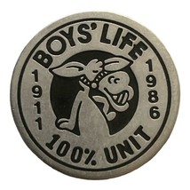 Vintage BSA Boy Scout Boys Life 100% Unit 1911-1986 Hat Pin .75&quot; - $4.99