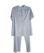Vintage Gilead Womens Pajamas 2 pc Set Top Pants Blue Medium Nylon Made ... - $269.96 MXN
