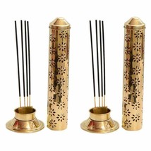 Beautiful Safety Incense Holder Brass Agarbatti Stand Ash Catcher Burner 2 Pcs - £15.50 GBP