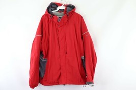 Vintage Nike Mens XL Storm Fit Color Block Hooded Outdoor Hiking Jacket Coat Red - £57.58 GBP