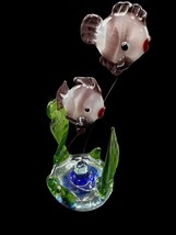 Vintage Hand Blown Glass Fish Seaweed Figurine Purple Decor Aquatic 4&quot; - $18.00