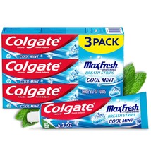 Colgate Max Fresh with Whitening Toothpaste with Mini Breath Strips, Cool Mint T - £15.97 GBP
