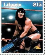 2000 wwf Chyna Got chair ready Liberia $15 wrestling stamp Buy now at sm... - £1.48 GBP