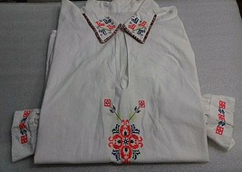 VINTAGE OLD ALBANIAN WOMEN TRADITIONAL FOLK EMBROIDERY SHIRT-WHITE-70 YEARS - £58.26 GBP
