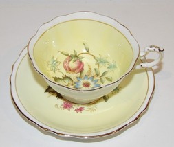 Paragon England Fine Bone China Floral Sprays Yellow Gold A706 Cup &amp; Saucer - £47.76 GBP