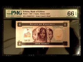 ERITREA 1 Nakfa 1997 Banknote World Paper Money UNC Currency - PMG Certi... - $45.00