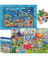 Life In The Ocean &amp; Amusement Park Floor Jigsaw Puzzle Double Sided 48 J... - £29.99 GBP