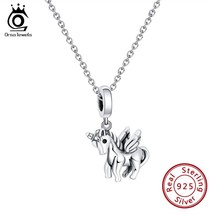 ORSA JEWELS Unicorn Pendant Necklace Genuine 925 Sterling Silver Charm Animal Ne - £21.26 GBP