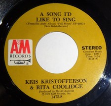 Kris Kristofferson &amp; Rita Coolidge 45 RPM Record - Song I&#39;d Like To Sing D2 - £3.09 GBP