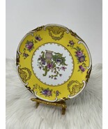 Imperial Crown China Austria Plate Hand Painted Floral Yellow Gold 8-1/4” - $34.99
