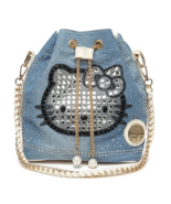 Hello Kitty Womens Shoulder Bag Purse Denim Rhinestones Satchel Handbag ... - £42.45 GBP