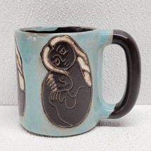 Mother Mom Child Baby Mara Mexico Mug Pottery Signed Large Coffee Cup Blue - £39.48 GBP