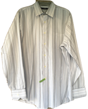 Geoffrey Beene Fitted Dress Shirt Mens 16 34/35 Fitted Long Sleeve Stripe - $19.22