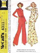 Misses' Dress, Top & Pants (For Knits) Vtg Mc Calls 1974 Pattern 4311 Sz 14 Uncut - $12.00