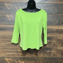 Talbots Chartreuse Green Ribbed Sweater Top Lime Green Knit Sz Large - $12.30