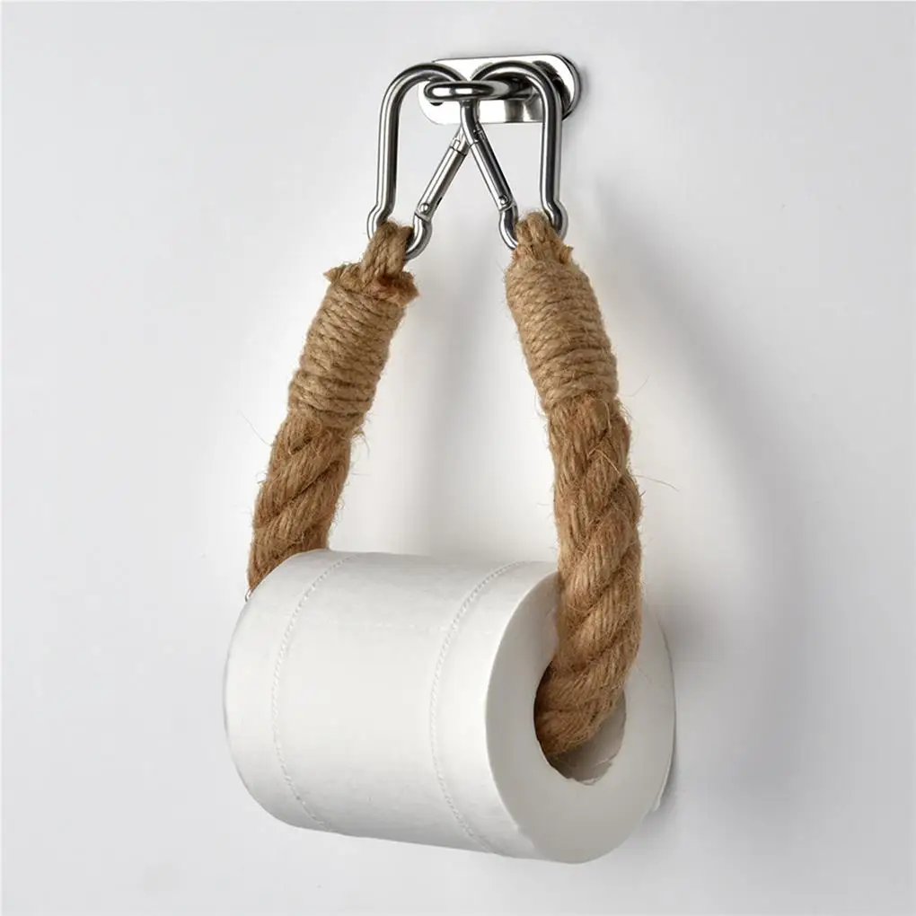 House Home 40/60cm Vintage Weave Hanging Rope Jute Paper Towel Holder TAet Roll  - £19.98 GBP