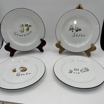 Pottery Barn French Cheese Plates 1 Gouda 1 Stilton 1 Brie 1 Camembert Set Of 4 - $17.50