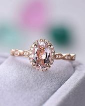 1.00Ct  Brilliant oval Cut morganite Engagement Wedding Ring 14k Rose Gold Over - £66.42 GBP