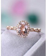 1.00Ct  Brilliant oval Cut morganite Engagement Wedding Ring 14k Rose Go... - €70,56 EUR