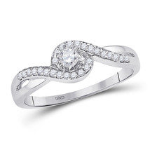 10k White Gold Womens Round Diamond Solitaire Swirl Promise Ring 1/5 - £397.83 GBP