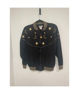 Vintage Bonnie Blain Black Gold Stars Moon Zip Up Track Sweatshirt Size ... - €38,44 EUR