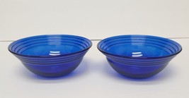 Vintage Cobalt Blue Glass Bowls Rings at the top Marked 32 Set of 2 - £27.26 GBP