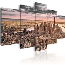 Tiptophomedecor Stretched Canvas Wall Art  - New York City: Morning Sky - Stretc - £71.76 GBP+