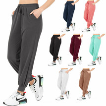 Womens Soft French Terry Jogger Running Dancing Lounge Pants Relaxed Fit Baggy - £19.51 GBP