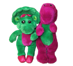 Vintage 1992 Barney Baby Bop Plush Stuffed Purple Green Dinosaur Lyons Group 12&quot; - £12.58 GBP