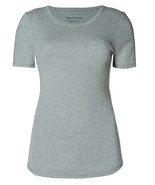 Marks &Spencer GREY-MARL Plus Size Pure Cotton Short Sleeve Top Women T-Shirt - £9.61 GBP
