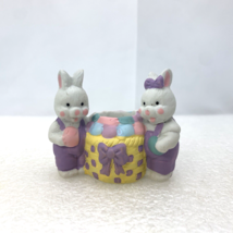 Easter Bunny Rabbit Egg Basket Ceramic Candle Stick Holder Figurine, Vintage - £7.87 GBP