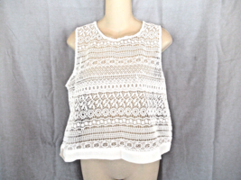 Romeo &amp; Juliet Couture top lace cropped Lg ivory crochet sleeveless New beach - £14.09 GBP