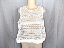 Romeo &amp; Juliet Couture top lace cropped Lg ivory crochet sleeveless New beach - $17.59