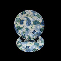 Royal Norfolk Blue &amp; Green Paisley 10” Dinner Plates Set of 2 - $14.83