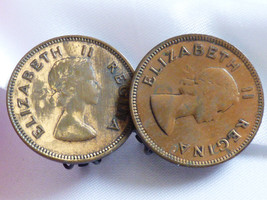 Vtg Elizabeth Ii Regina Coin CLIP-ON Earrings - £35.04 GBP