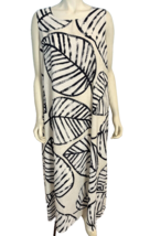 NWT Nic+ Zoe White &amp; Black Leaf Print Sleeveless Dress Sz 2X - £41.09 GBP