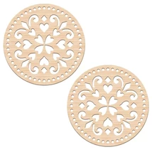 2Pcs DIY Natural Wooden Basket Bottoms Hollow Crochet Wood Base for -No12 - $8.14