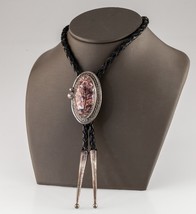 Sterling Silver Pink Agate Bolo Tie with silver Aglets Gorgeous - £289.35 GBP