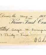 1913 Kineo Trust Company Bank Check E.A. Sampson Dover Maine Signed 4110... - $369.57 MXN
