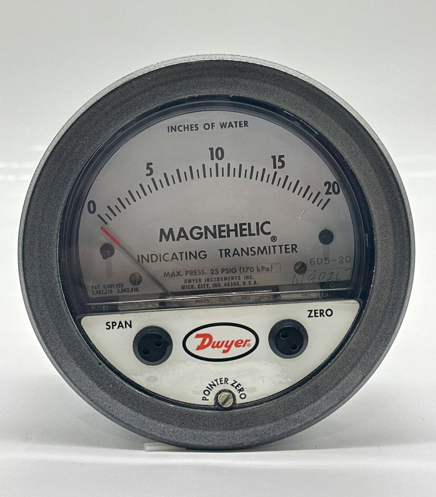Dwyer 605-20 Magnehelic® Pressure Transmitter, 0-1.0&quot; of Water  - $45.50