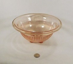 Vintage Hazel Atlas Pink Pillar Ribbed Mixing Bowl Rolled Edge 9 3/4&quot; - $5.89
