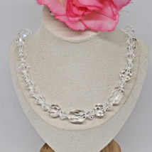 Vintage Clear Faceted Crystal Glass Beaded Collar Necklace 23” Long - $34.95