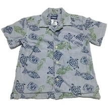 Vintage OshKosh The Genuine Article Boys Stripe Button Shirt Sz 5 Blue Turtles - £13.49 GBP