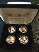 2012 USA MINT COLORIZED PRESIDENTIAL $1 DOLLAR 4 Coins set with box  - £17.19 GBP