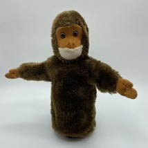 Vintage R Dakin &amp; Co Brown Monkey Chimp Hand Puppet 10&quot; 1973 Stuffed Toy - £8.17 GBP