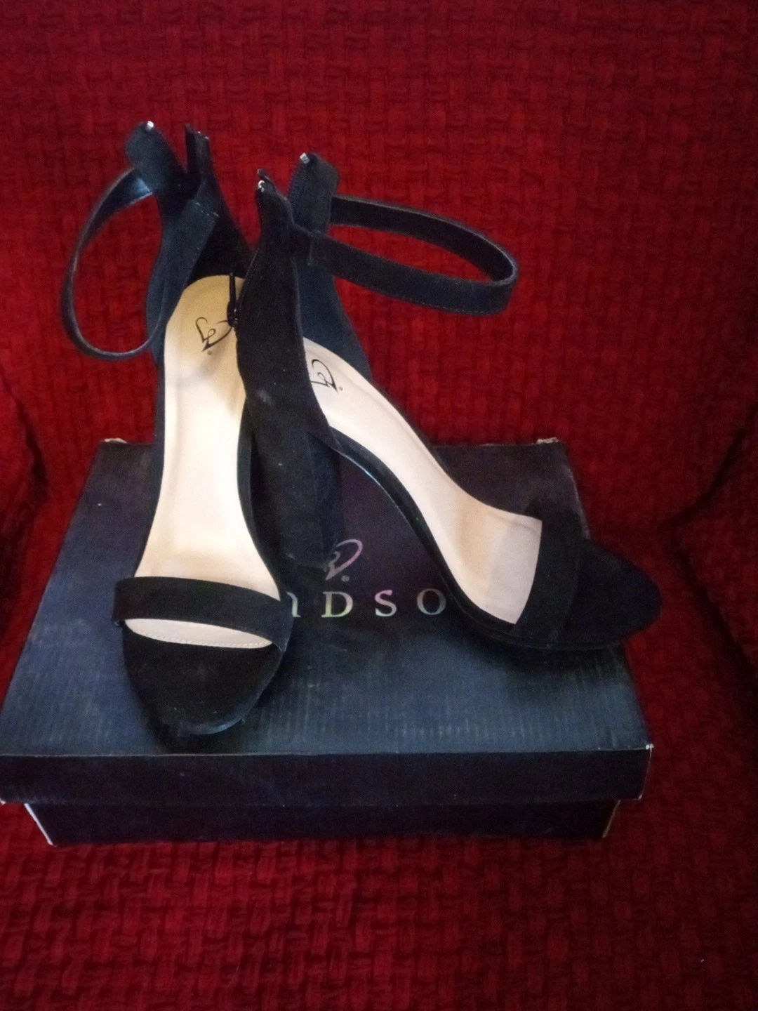  NIB Women&#39;s Windsor Black Faux Suede High Heel Sandals 8 - $391.43 MXN