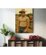 1970s Cowboy By The Fence – Vintage Western Poster With Rustic Horses An... - $28.99