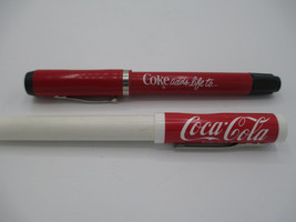 Coca-Cola Set of 2 Ballpoint Pens Barrel Style 1970s Coke Adds Life Logo - £7.91 GBP
