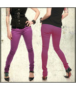 Lip Service Rock N Roll Skull Womens Junkie Skinny Jeans Purple $100 NEW... - $27.00