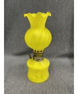 RARE Vintage Mustard Yellow Art Glass Miniature Oil Lamp 7 1/2” Tall EUC - $271.26